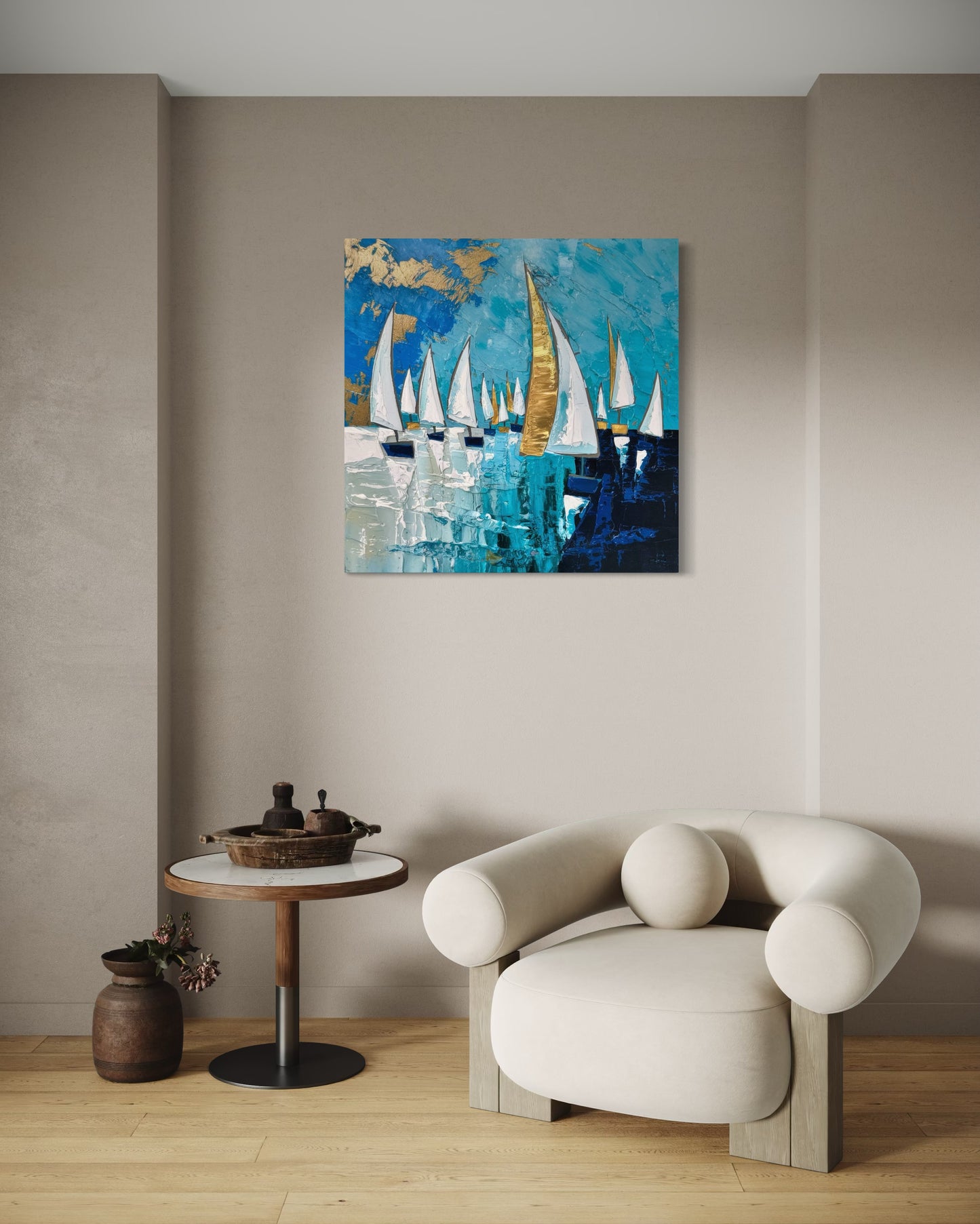 Velas Doradas en Mares Azules